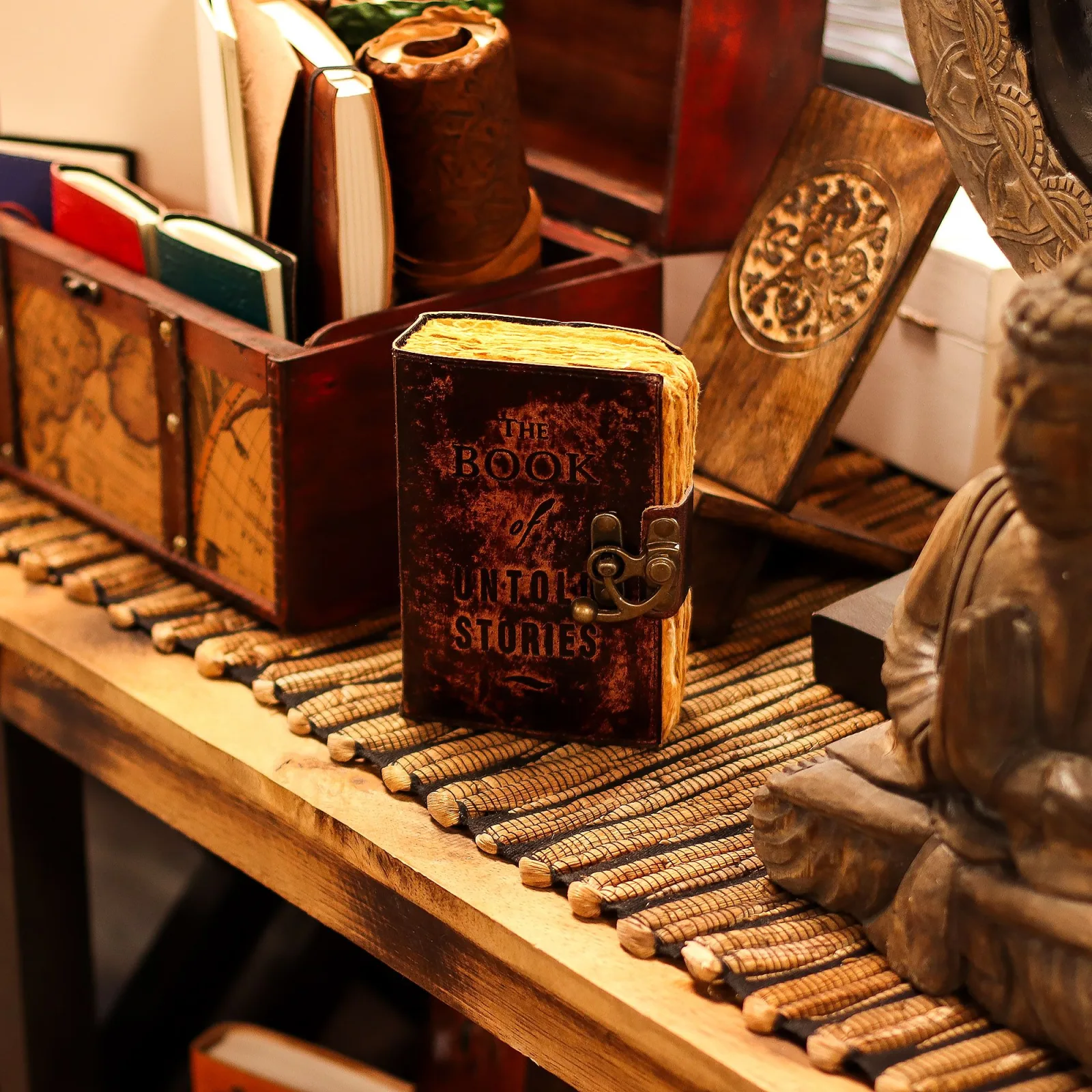 Kožený Zápisník se Zdobeným Okrajem (6x4") - The Book of Untold Stories