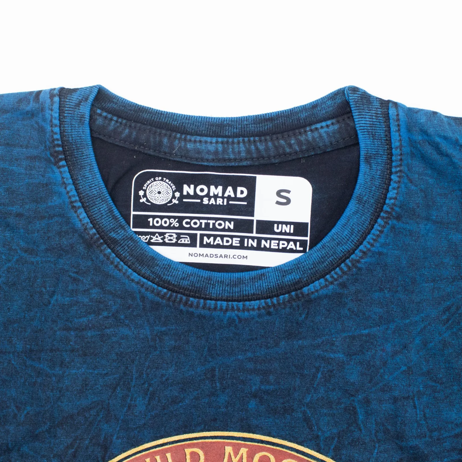 Nomad Sari Stonewash Bavlněné Tričko - Stay Wild Moon Child - Modrá - S