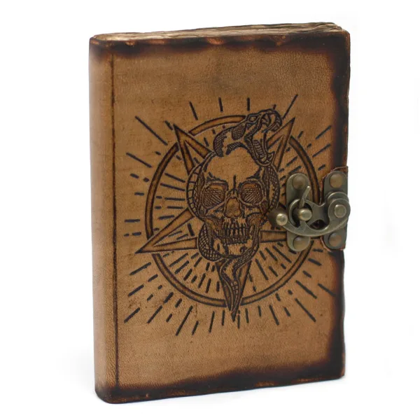 Kožený Zápisník (18x13 cm) - Pentagram & Lebka
