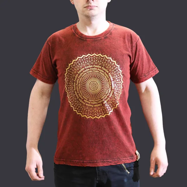 Malé Stone Washed Tričko - Mandala - Kaštanové