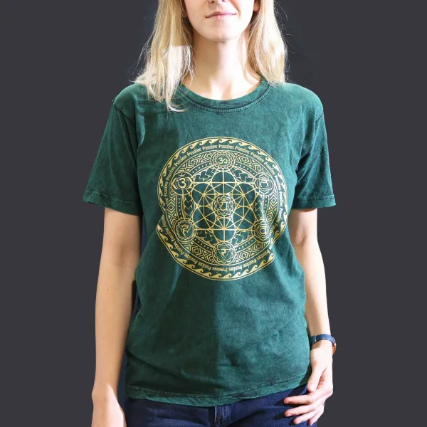 Malé Stone Washed Tričko - Chakra - Zelené