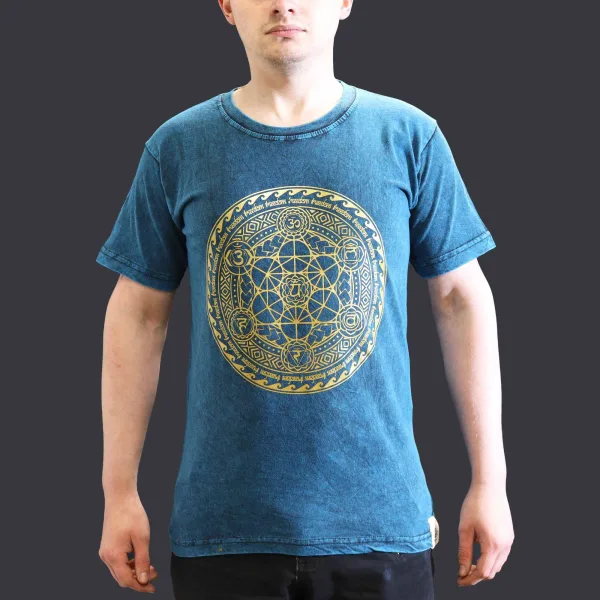 Malé Stone Washed Tričko - Chakra - Modré