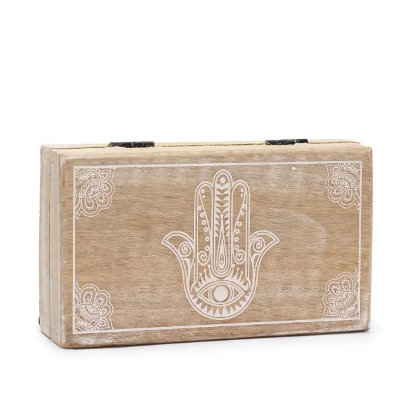 Med Čtvercová Krabička 17x10x4.2cm - Hamsa Bílá Vymývaná