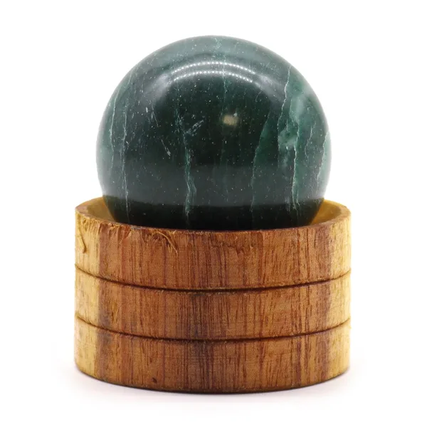 Křišťálová Koule z Drahých Kamenů 40mm - Indický Nefrit se Stojanem
