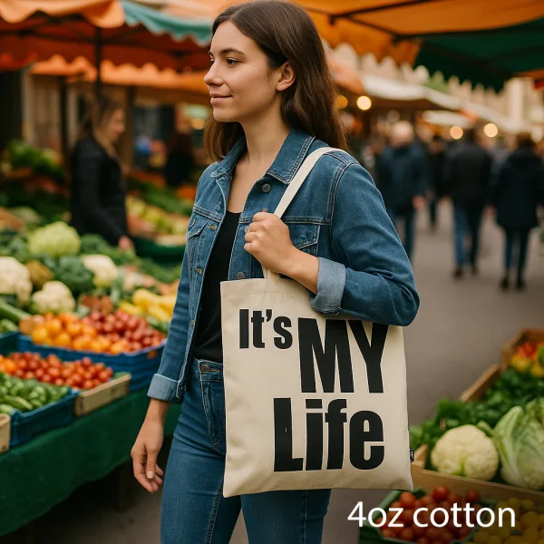 Ikonická Základní Taška - IT's MY LIFE - (40x36cm) - Přírodní 4oz