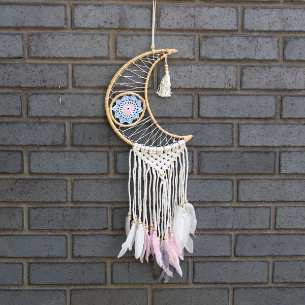 Ochranný Lapač Snů - Velký - Macramé Měsíc - Různé Barvy