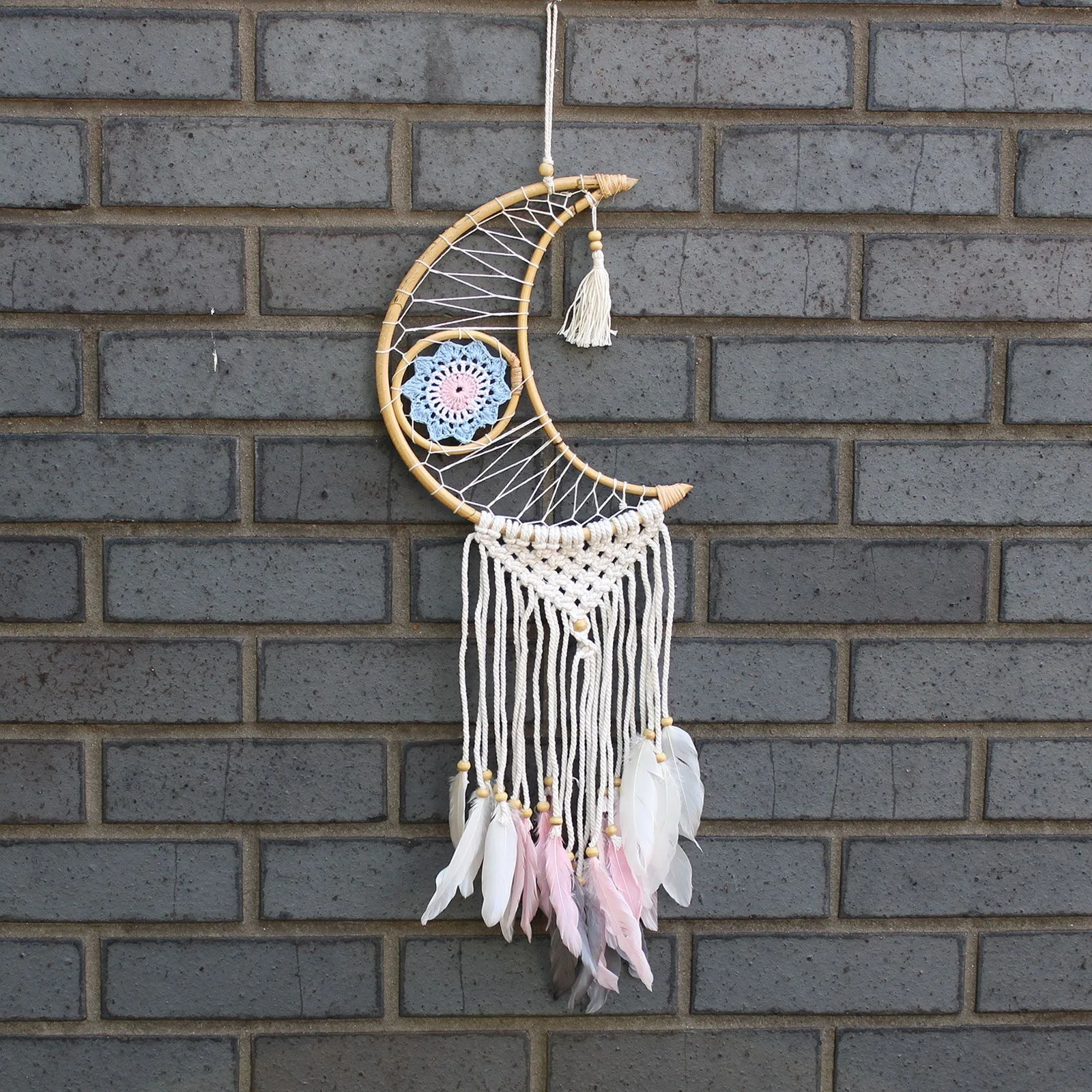 Ochranný Lapač Snů - Velký - Macramé Měsíc - Různé Barvy