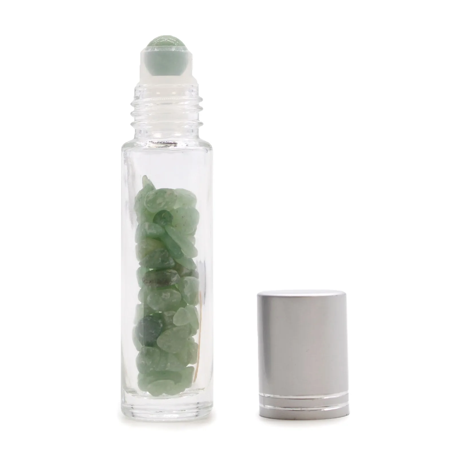 Roll-On Lahvičky pro Esenciální Oleje se Vzácnými Kameny - Aventurín - Stříbrný Uzávěr