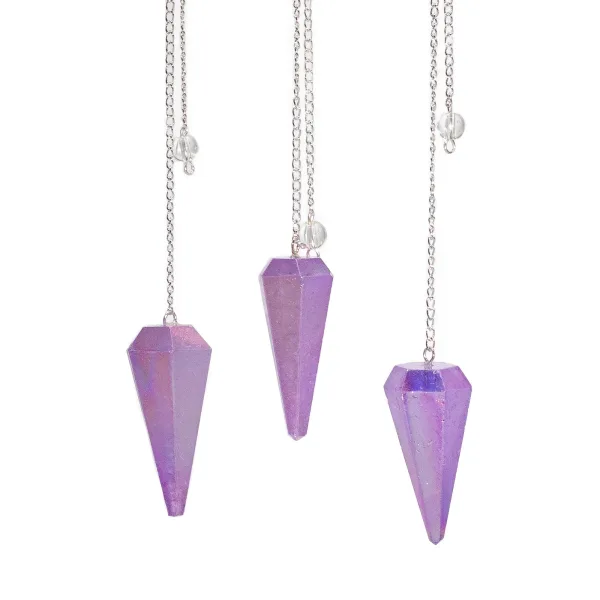 Šestistranné Kyvadlo - Aurora Crystal Fialové - 4cm