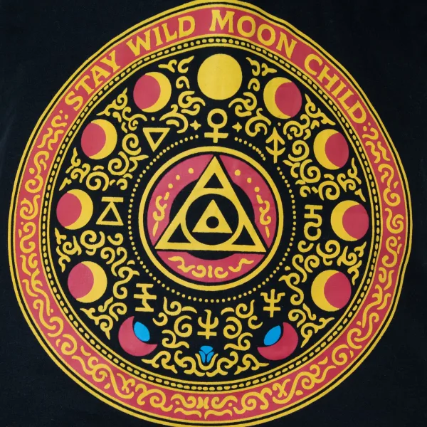 Ikonická klasická taška na rameno - Luna Alchemy Wheel - černá 6oz (40 × 36 cm)