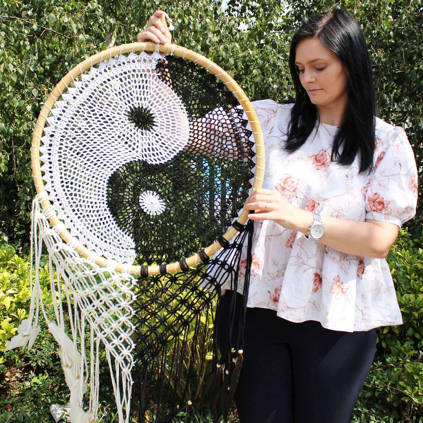 Lapač Snů Bali - Extra velký Yin Yang 50cm