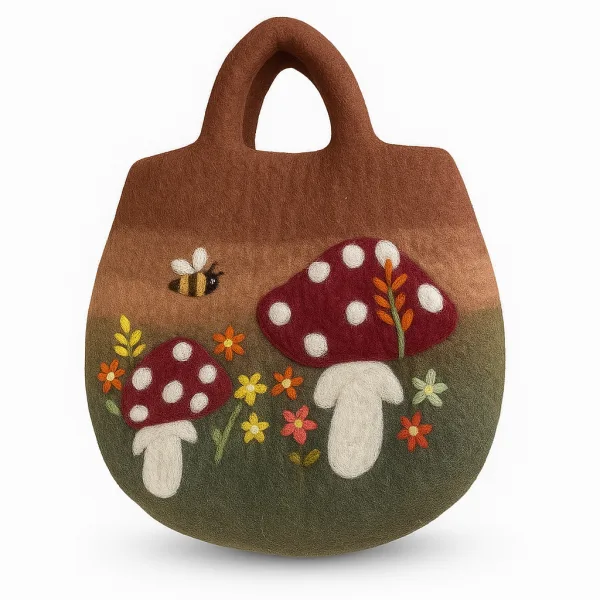 Plstěná Taška - Houbová Zahrada - 35x27cm