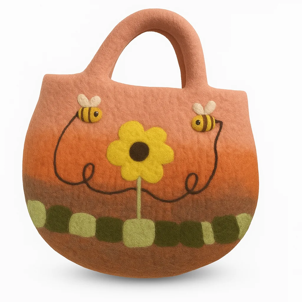 Plstěná Taška - Slunečnice & Včely - 35x27cm
