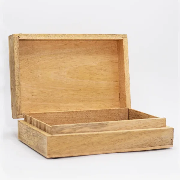 Velká Obdélníková Krabička 21.5x14x6.3cm - Tvář Buddhy Bílá Vymývaná