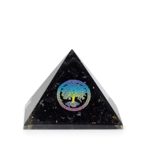 Malá Orgonitová Pyramida 5.5x4.5cm - Strom Života - Kousky Černého Turmalínu