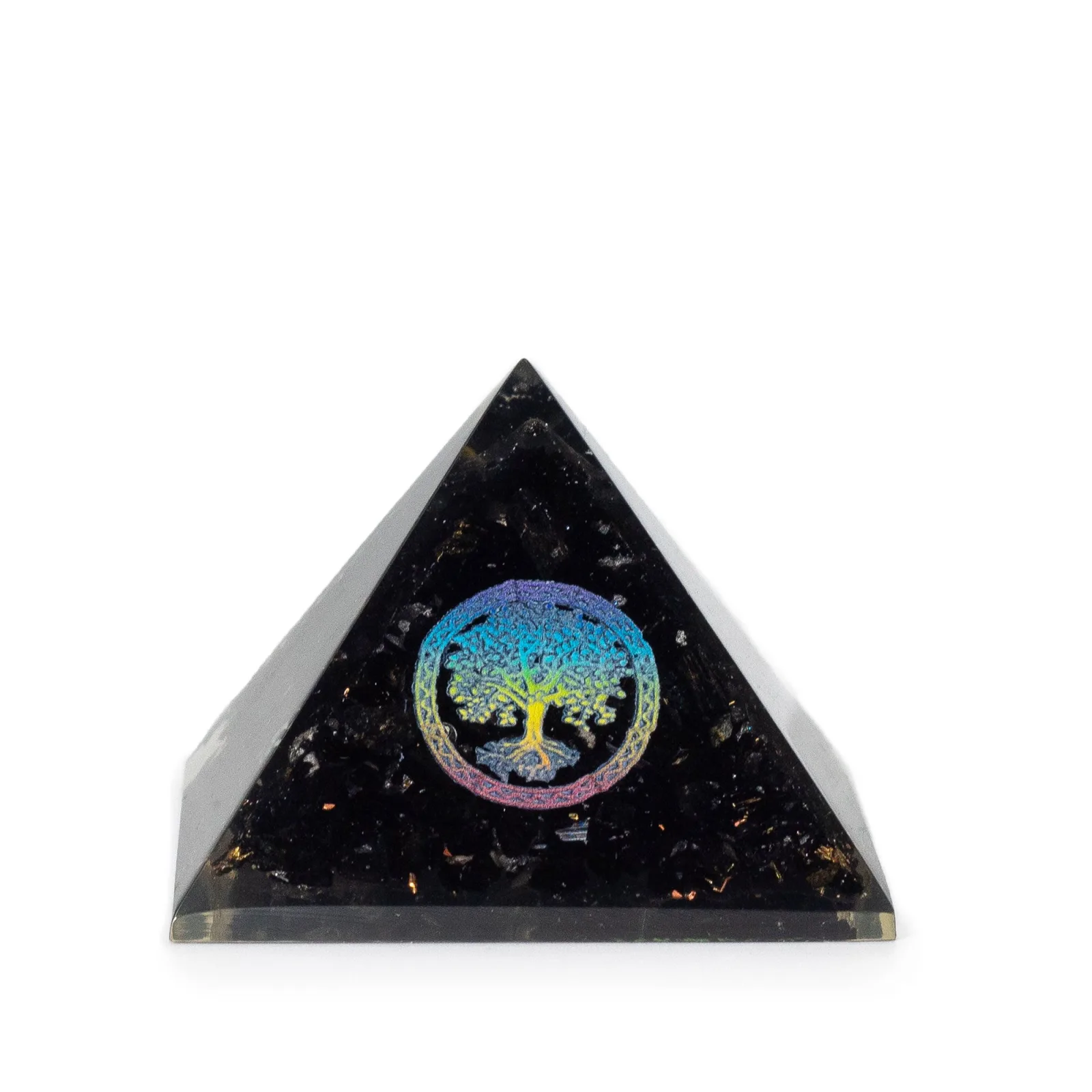 Malá Orgonitová Pyramida 5.5x4.5cm - Strom Života - Kousky Černého Turmalínu