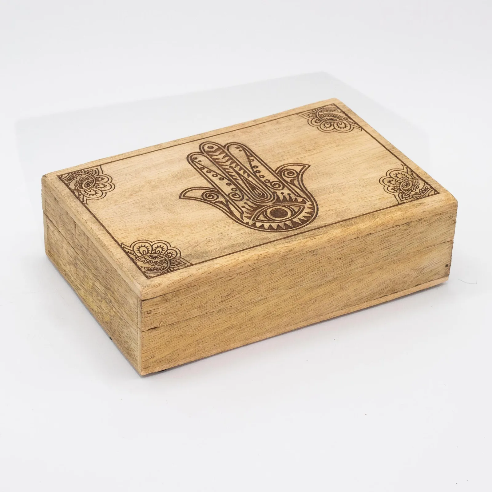 Velká Obdélníková Krabička 21.5x14x6.3cm - Hamsa Černý Gravír