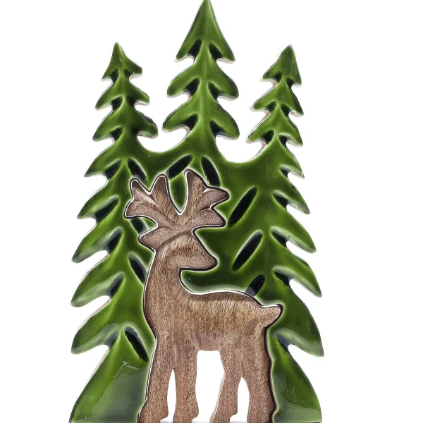 Ztraceni v Lese -  Jelen v Lese 3D - Dřevěná Dekorace 25x15cm