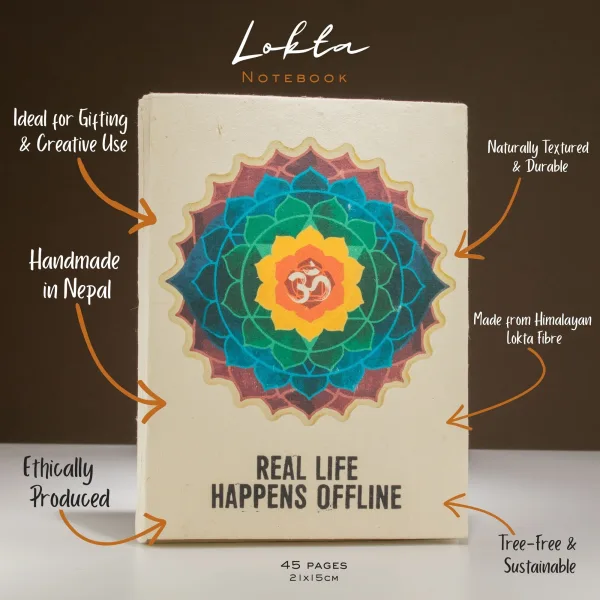 Velký Lokta Zápisník Inspirace  (21x15cm) - 45 listů - Real Life - inc bookmark