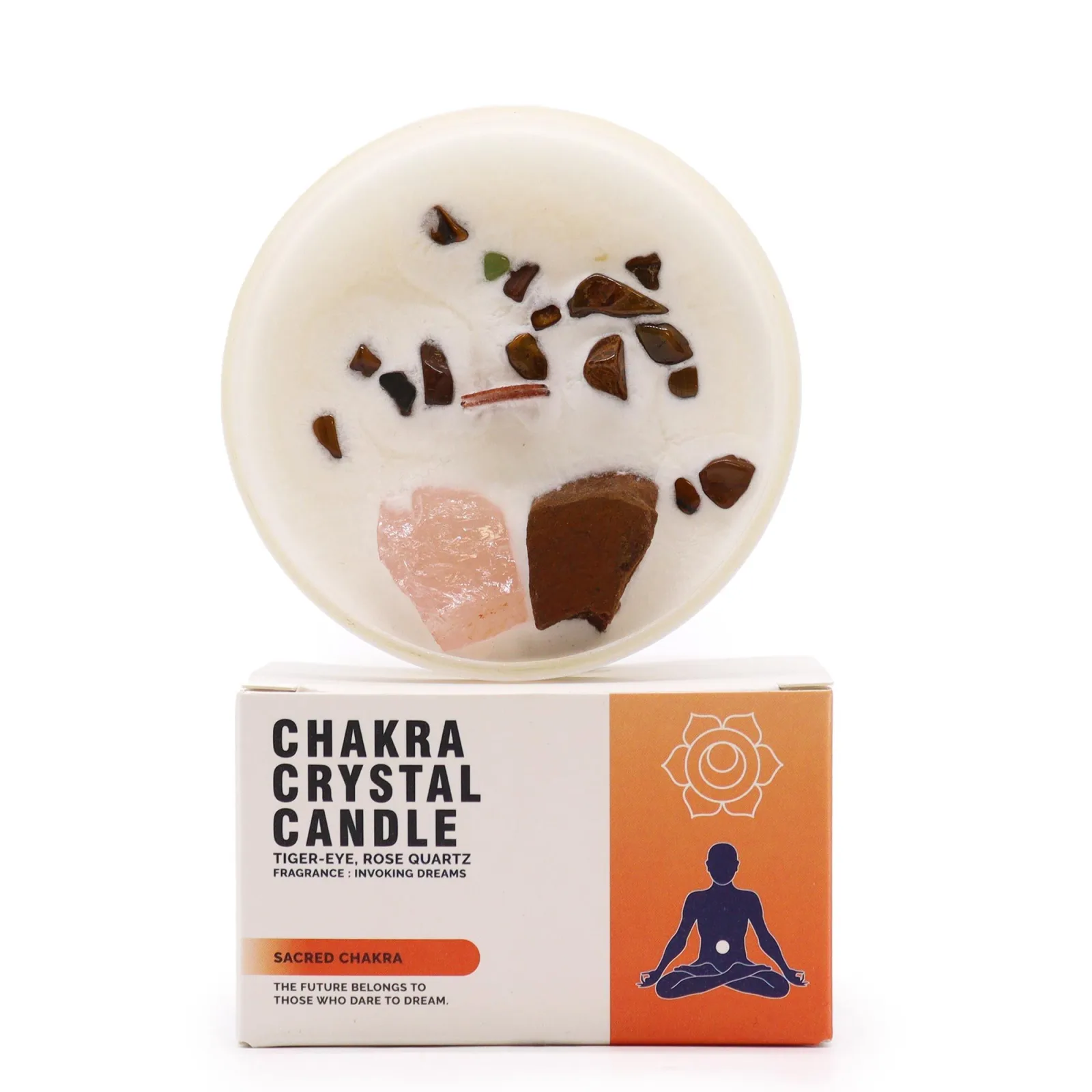 Čakrová Svíčka s Drahými Kameny - Posvátná Čakra