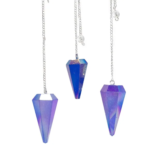 Šestistranné Kyvadlo - Aurora Crystal Modré - 4cm