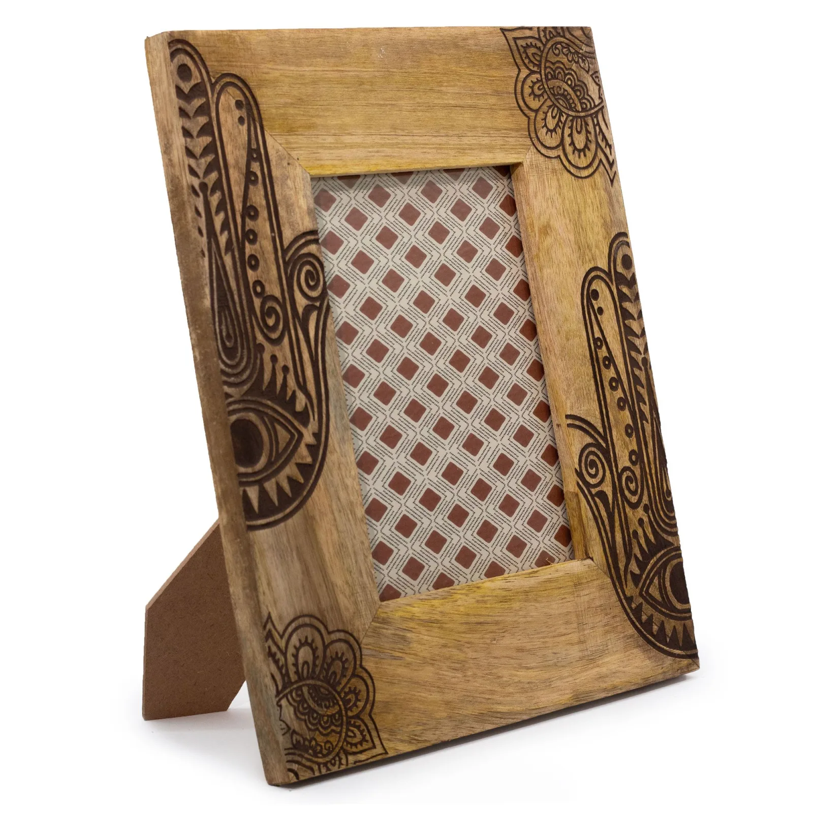 Velký Rám Obrazu z Mangového Dřeva (pro 13x18cm) 28x23x2cm - Hamsa - Černý