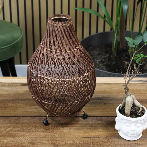 Ratanová Stolní Lampa - Tmavě Hnědá